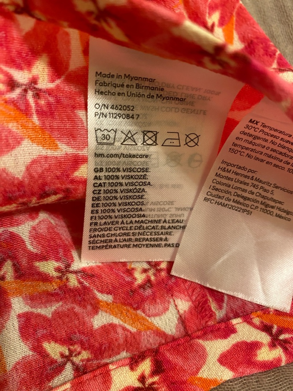 H&M Bright Pink Floral Midi  Skirt. Size 4 - Picture 4 of 7